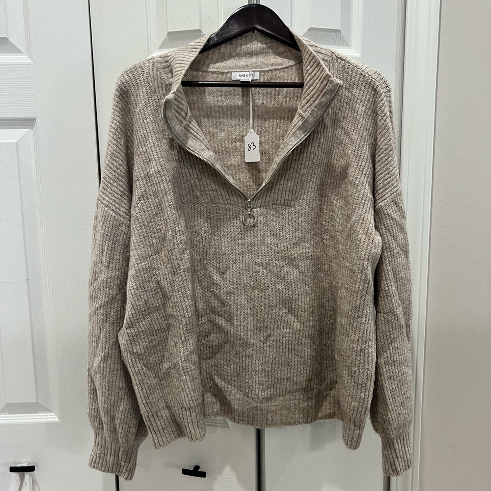 Nine West tan zip sweater size xxl EUC